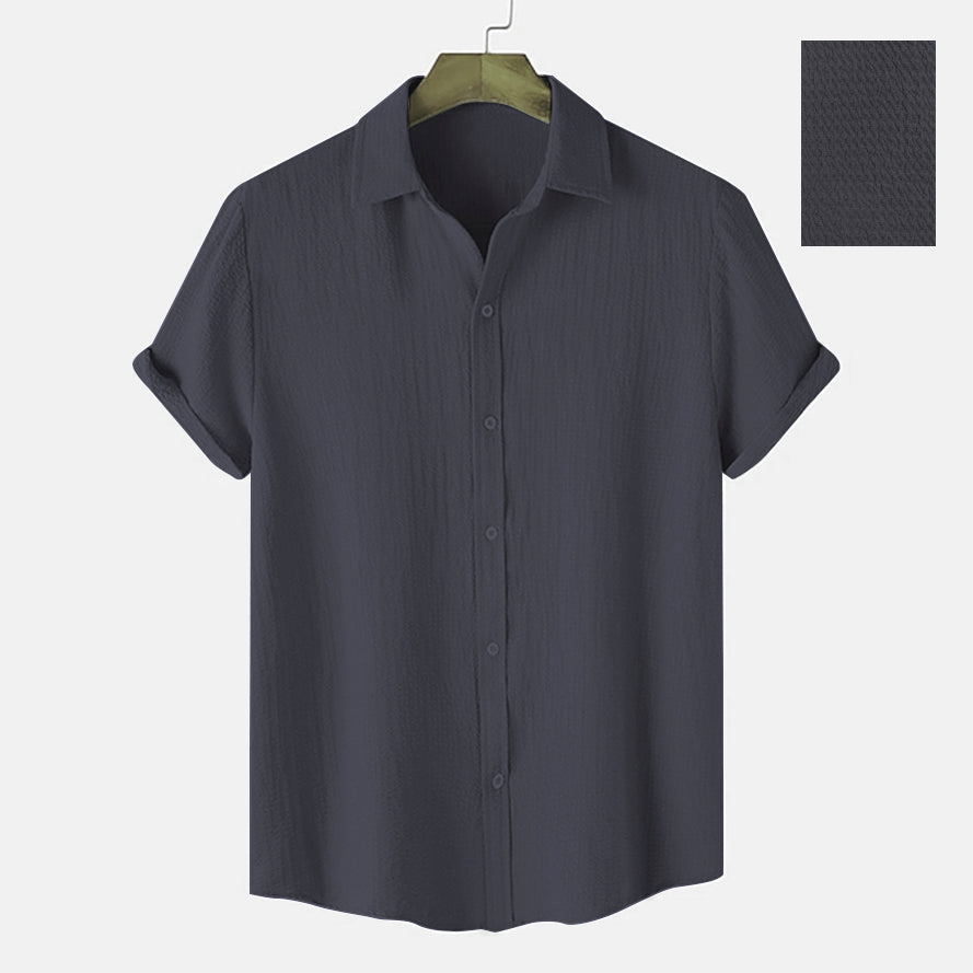 DARK GREY SEERSUCKER HALF SLEEVE SHIRT