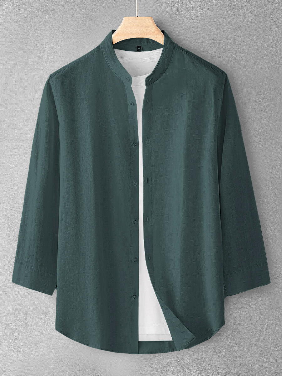 Lunar Green Color Cotton Men's Shirt