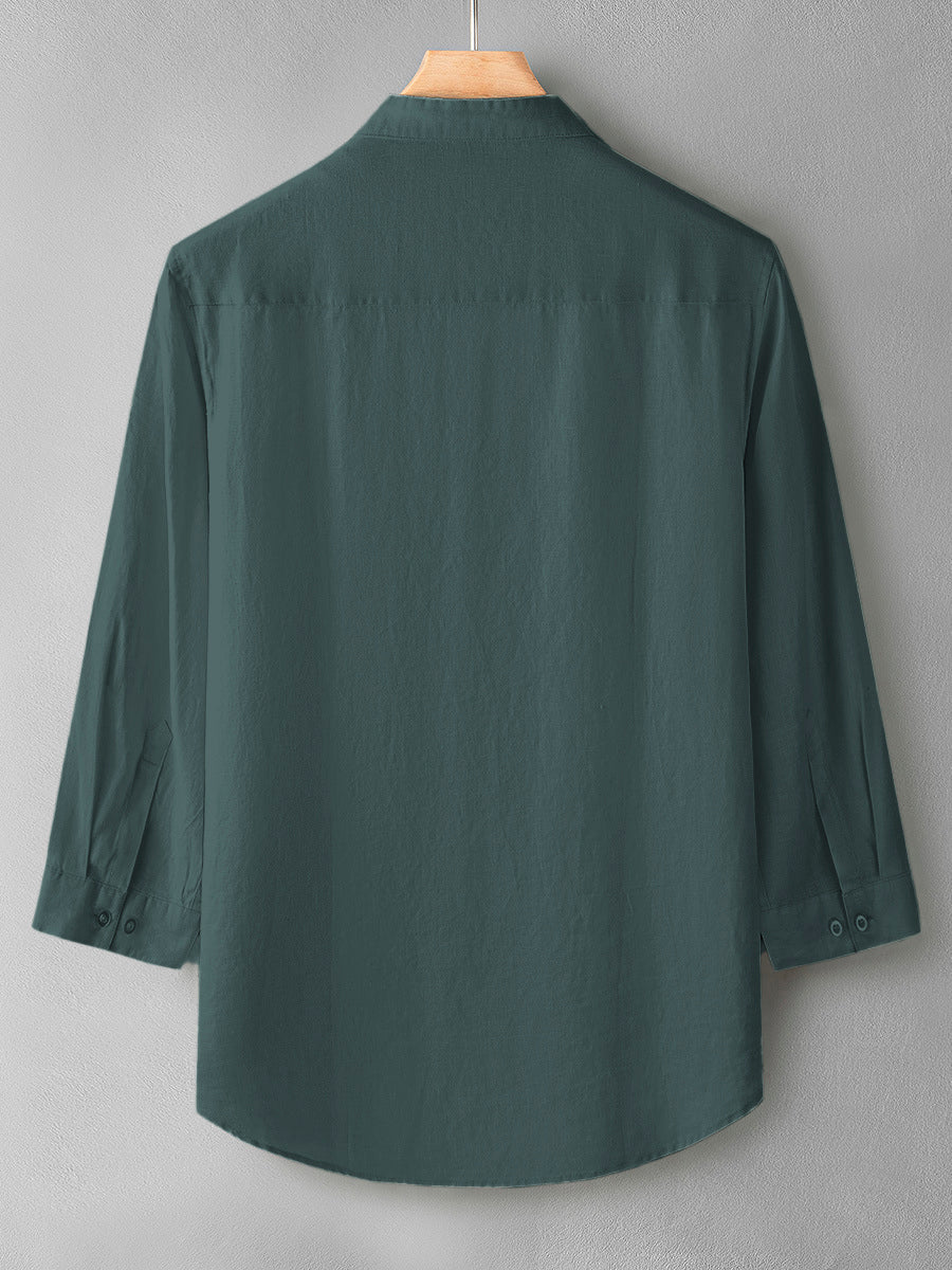 Lunar Green Color Cotton Men's Shirt