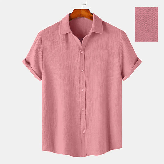 FLAMINGO SALMON SEERSUCKER HALF SLEEVE SHIRT