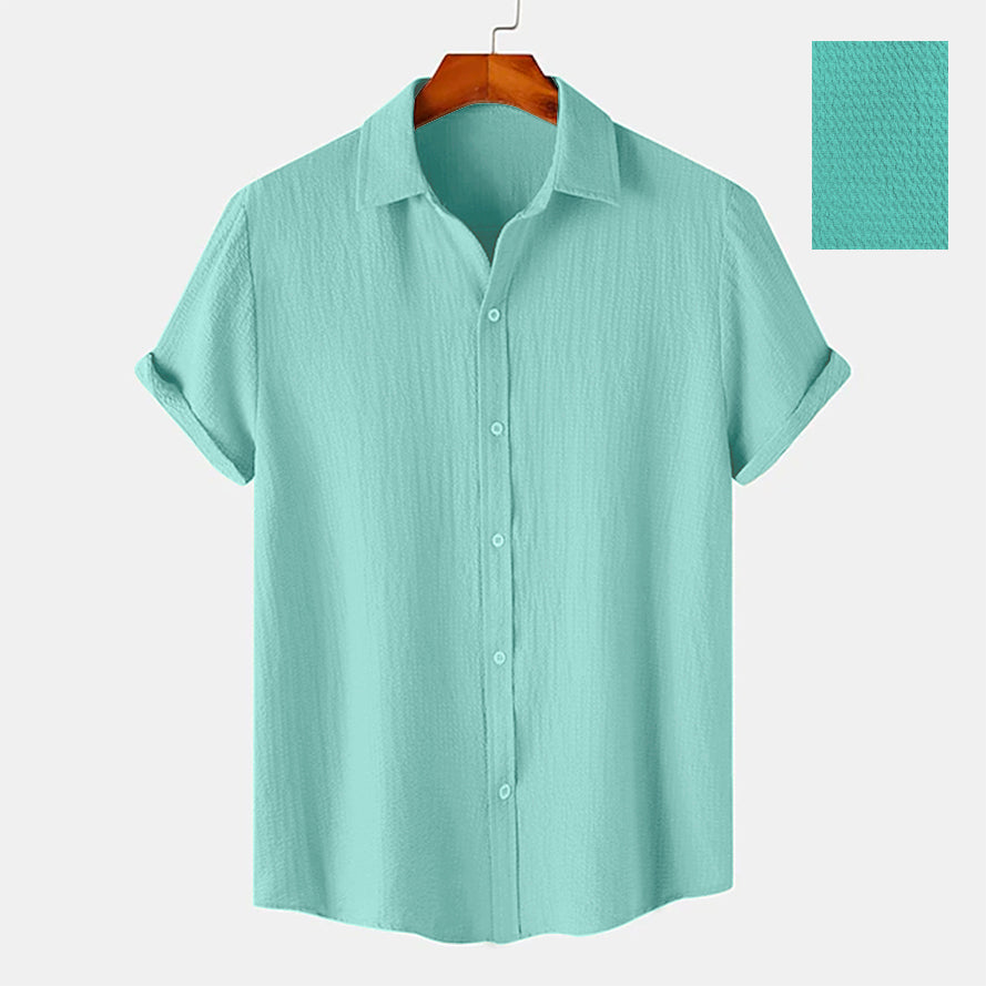 LIGHT CYAN SEERSUCKER HALF SLEEVE SHIRT