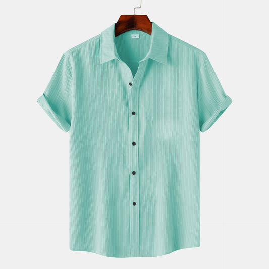 Faded green colour lining structured shirt