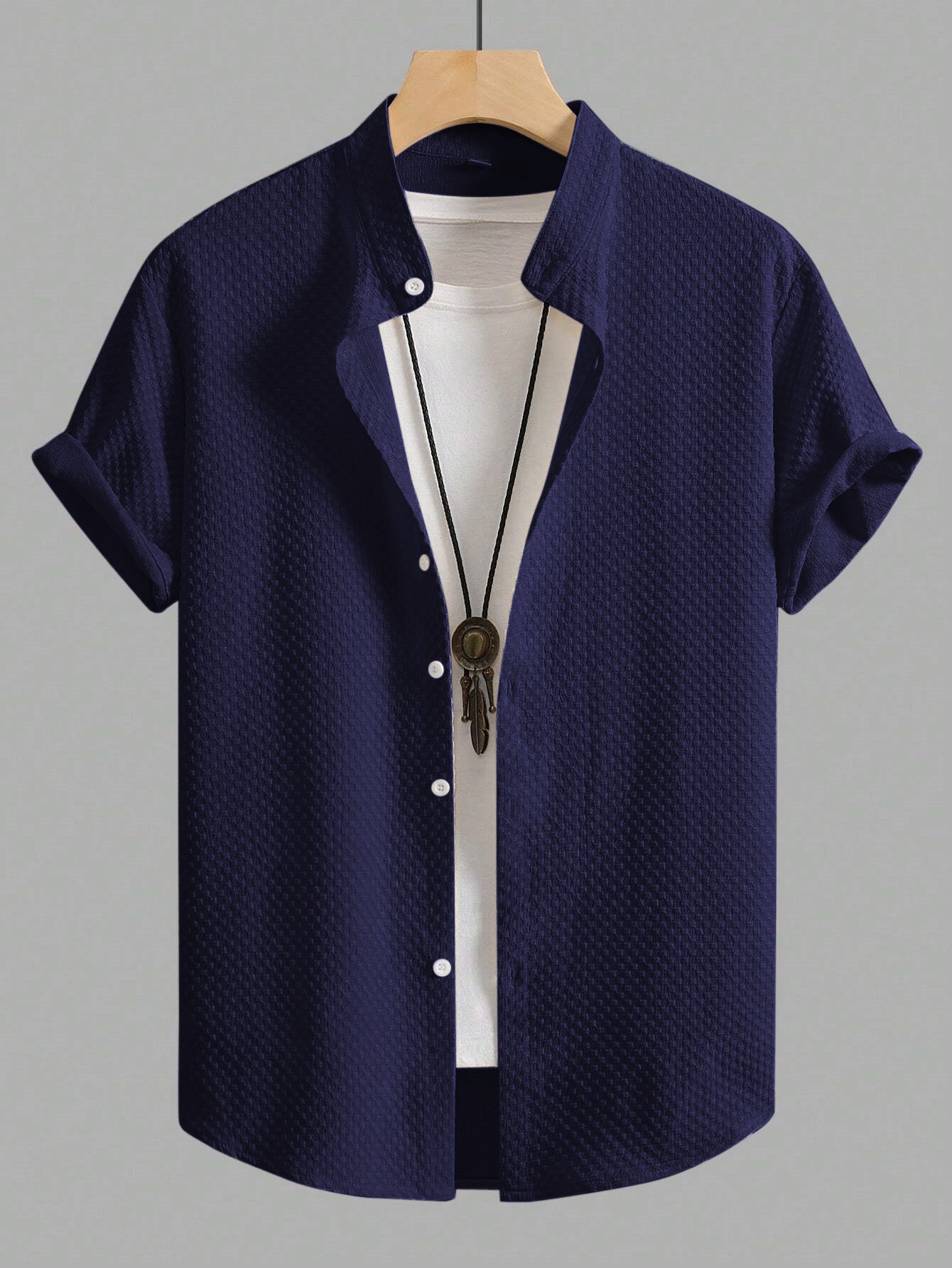 MIDNIGHT BLUE SQUARE TEXTURE SHIRT