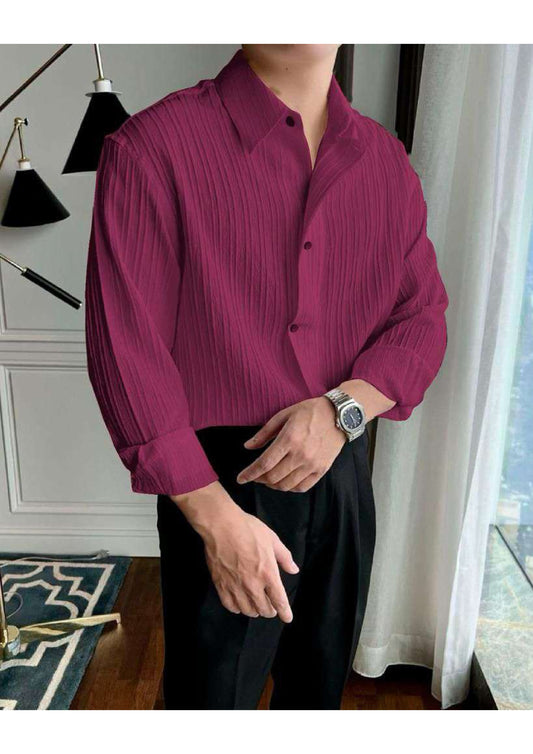 Pink lining texture full sleeve shirt