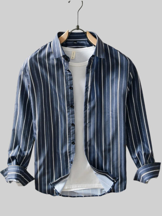 Blue white stripe cotton shirt