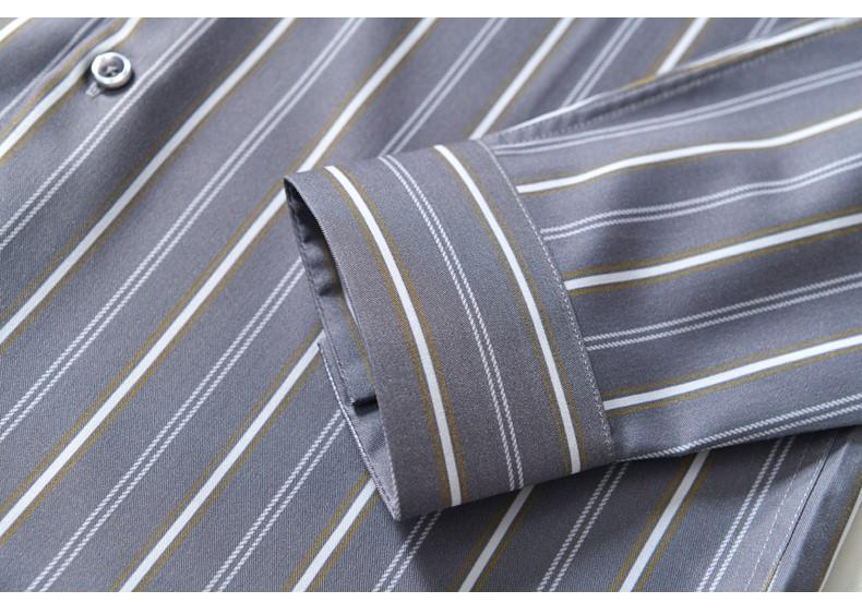 Gray white stripe cotton shirt