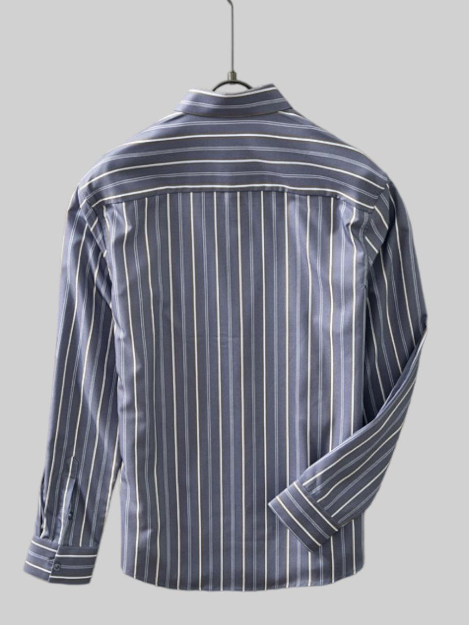 Gray white stripe cotton shirt