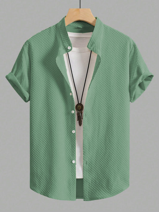 FADDED GREEN SQUARE TEXTURE SHIRT