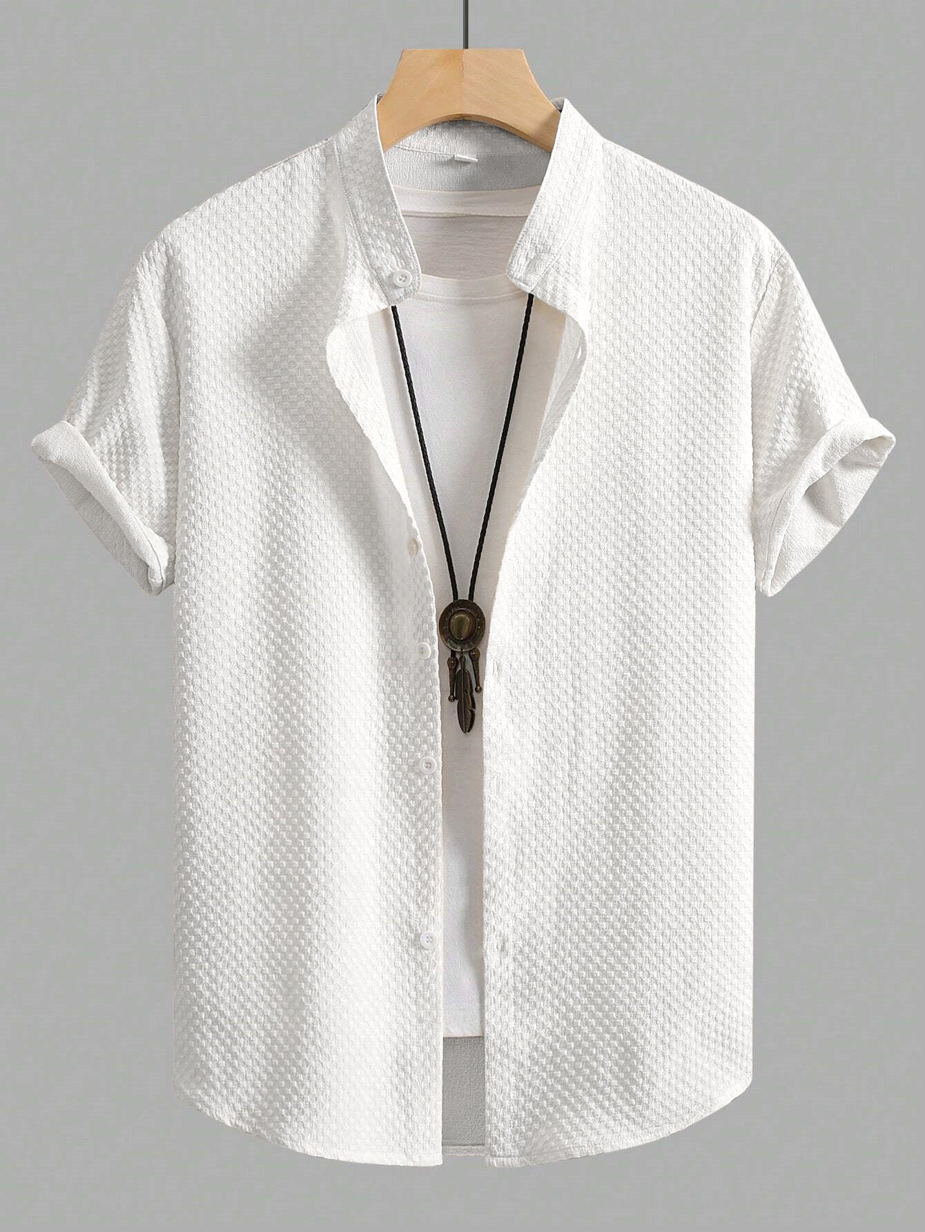 WHITE SQUARE TEXTURE SHIRT