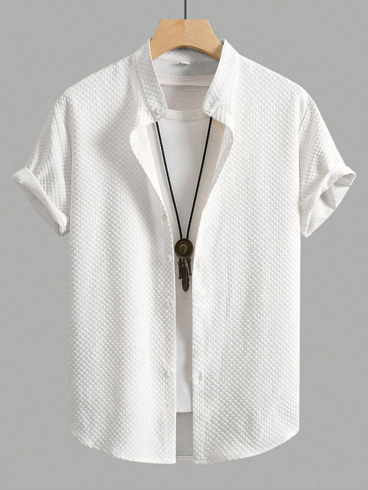 WHITE SQUARE TEXTURE SHIRT